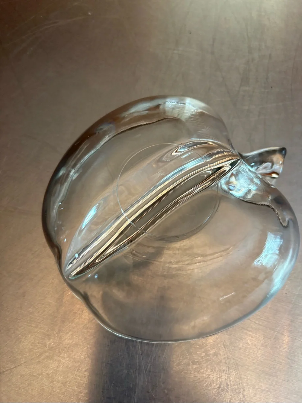 Clear Glass Apple-Shaped, 6 inches wide! Absolutely adorable! No chips at all!